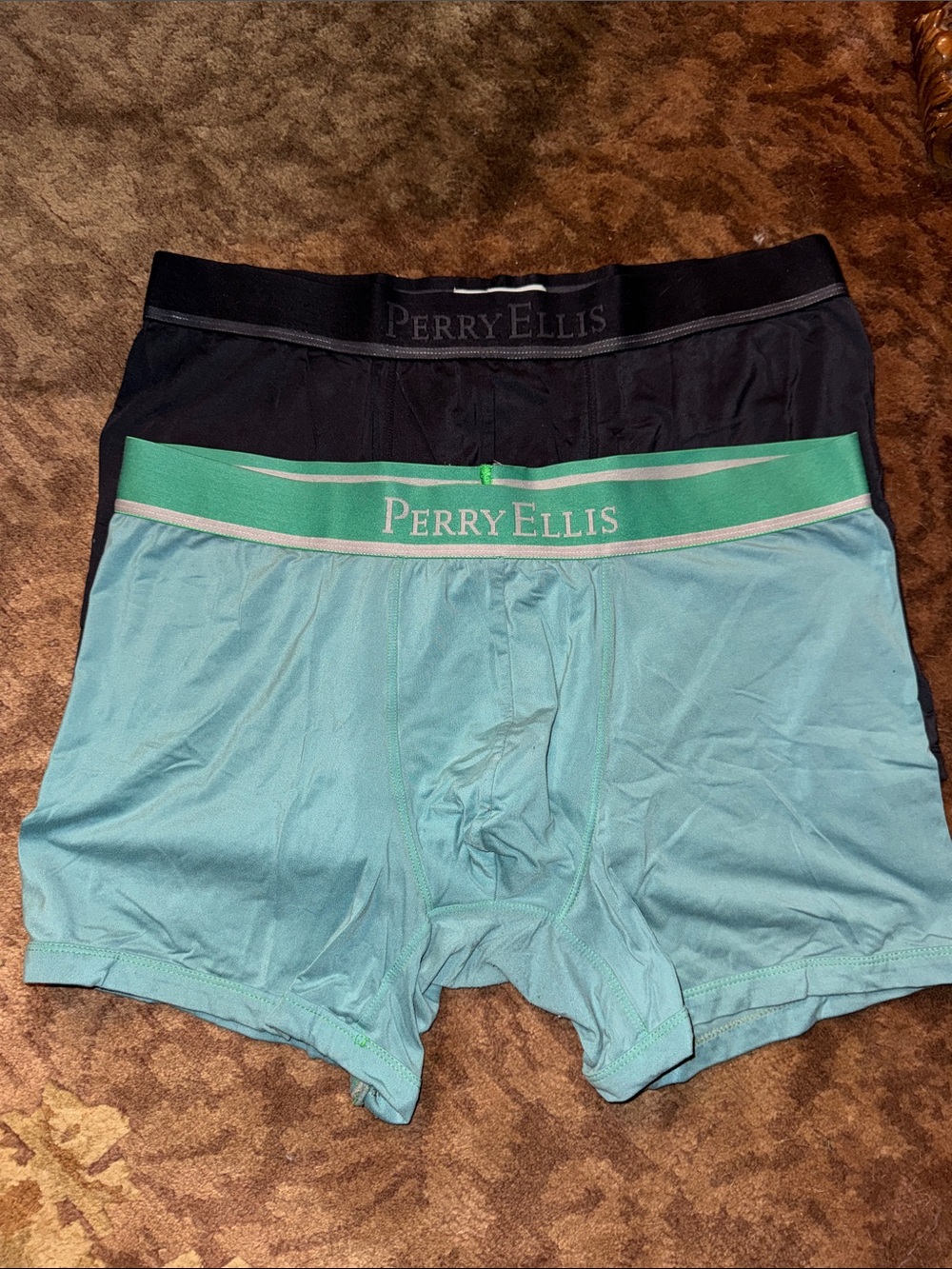 Perry Ellis Aqua and Black Stretch Boxer Briefs - 2 Pack Sz L shorts